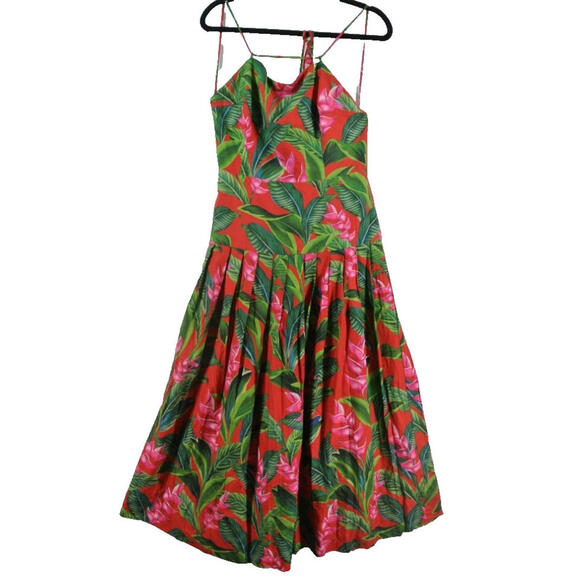 NWT, Farm Rio Red Dream Garden Lenzing Ecovez Euroflax Maxi Dress Size M #MD1075 - Picture 7 of 12